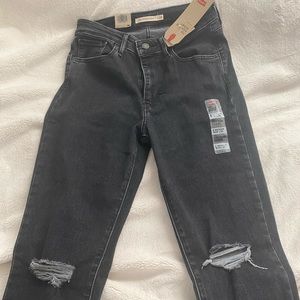 Light washed black high rise jeans